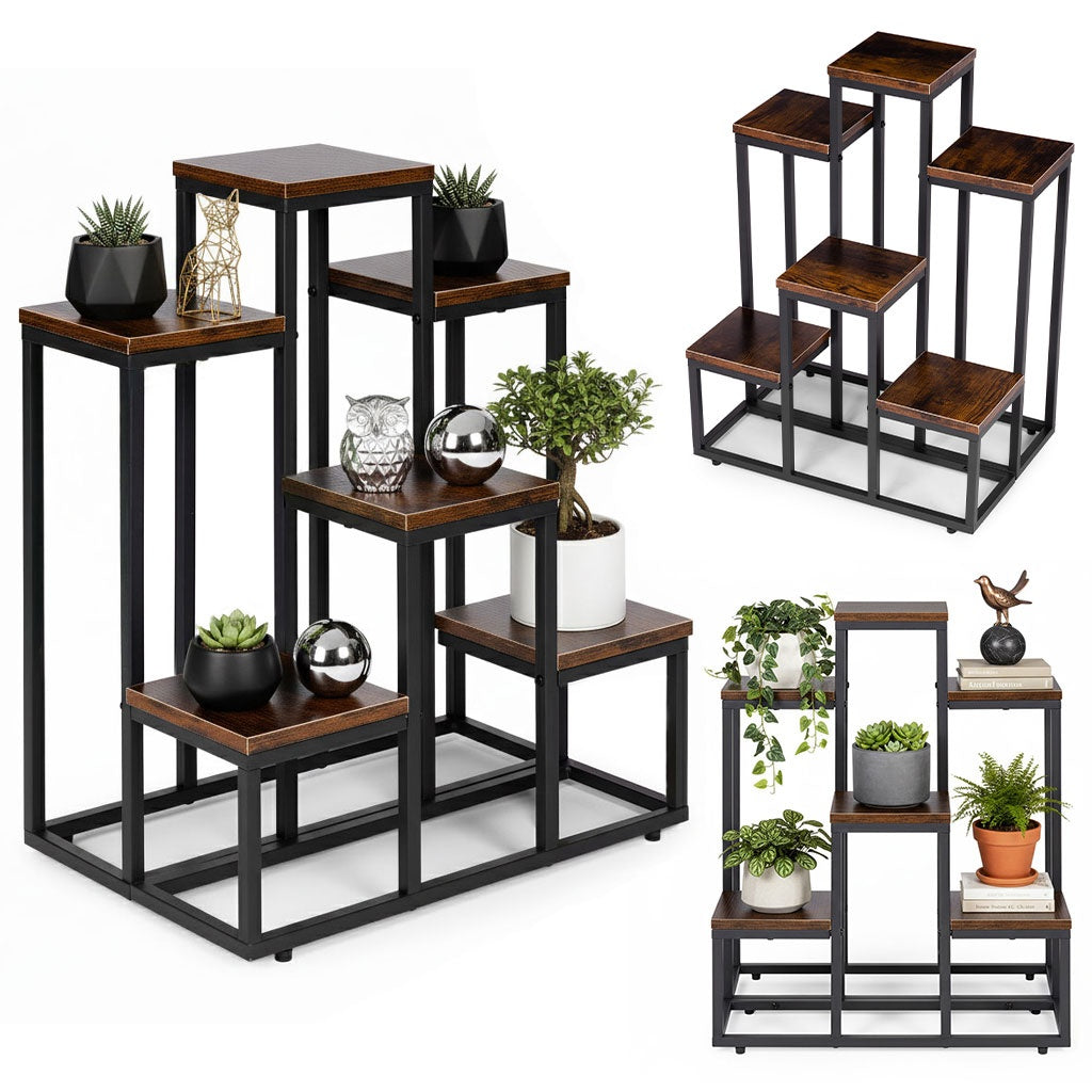 6-Shelf Loft-Style Plant Stand, Steel & Chipboard