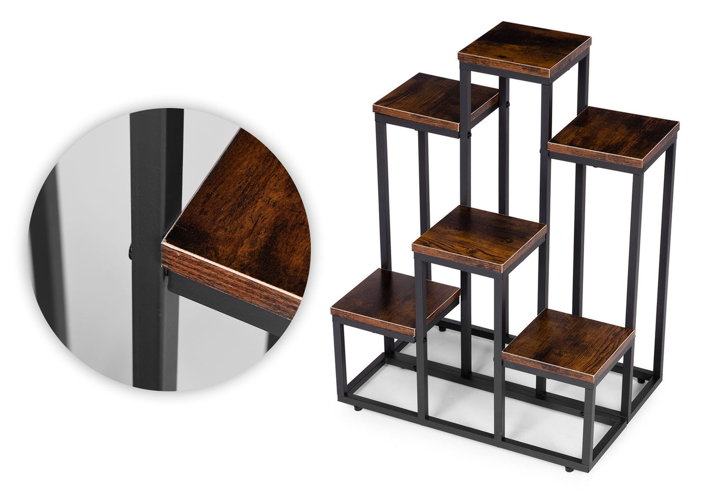 6-Shelf Loft-Style Plant Stand, Steel & Chipboard