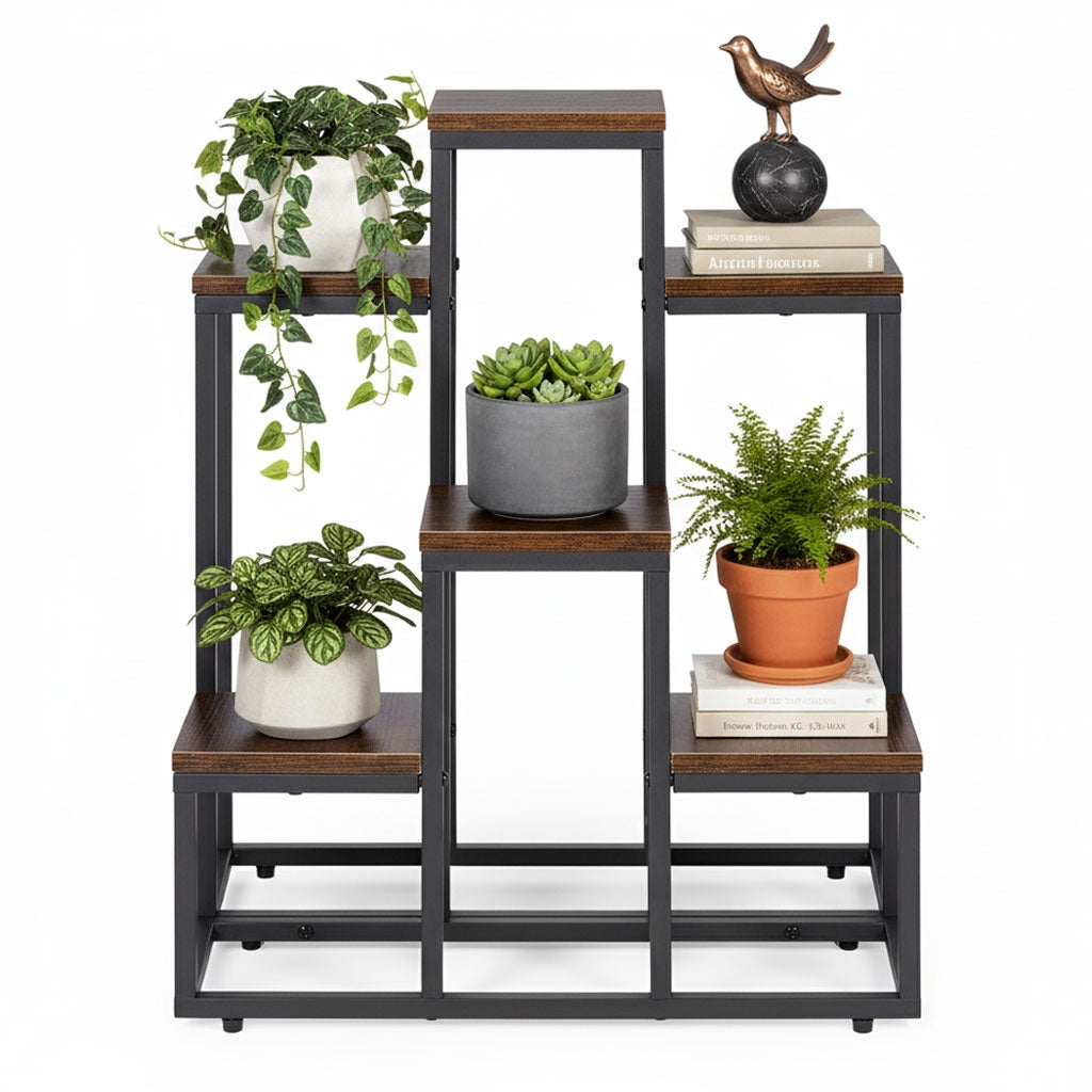6-Shelf Loft-Style Plant Stand, Steel & Chipboard