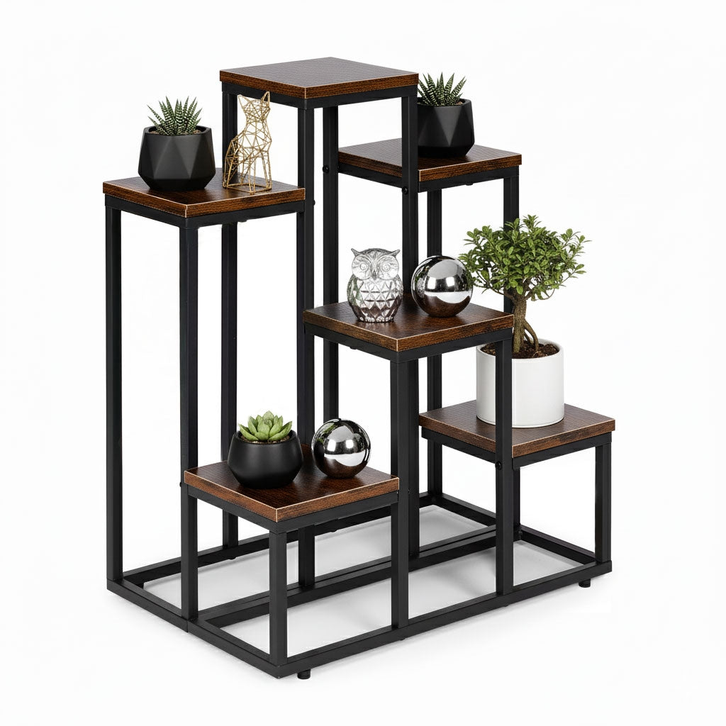 6-Shelf Loft-Style Plant Stand, Steel & Chipboard