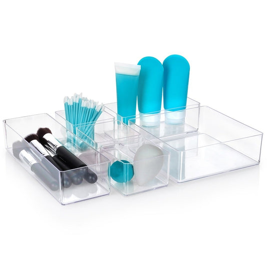 6-compartment acrylic organizer for jewelry and cosmetics