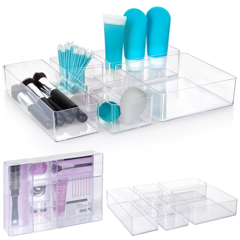6-compartment acrylic organizer for jewelry and cosmetics