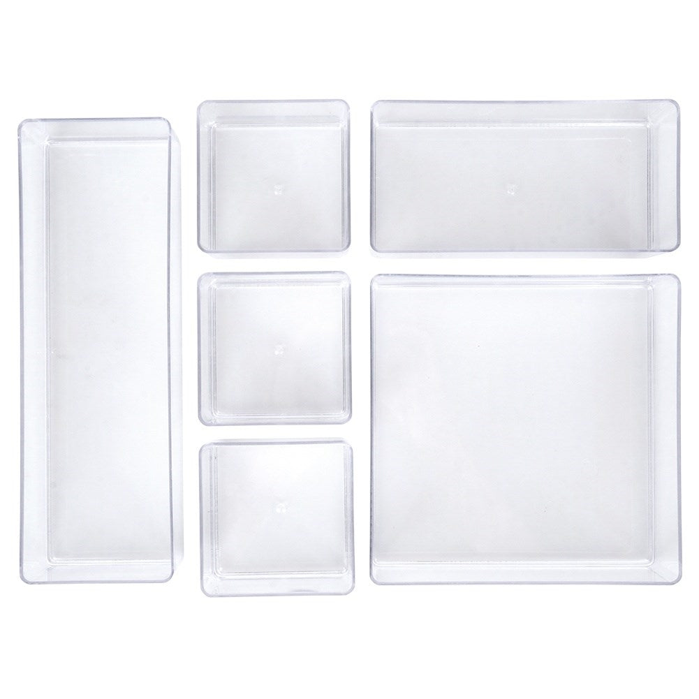 6-compartment acrylic organizer for jewelry and cosmetics