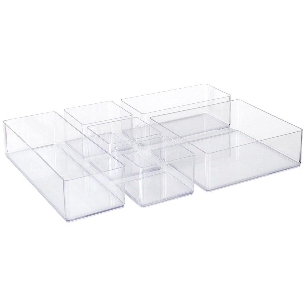 6-compartment acrylic organizer for jewelry and cosmetics