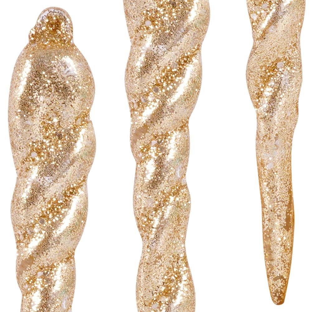 6 decorative Christmas tree balls in acrylic with gold glitter