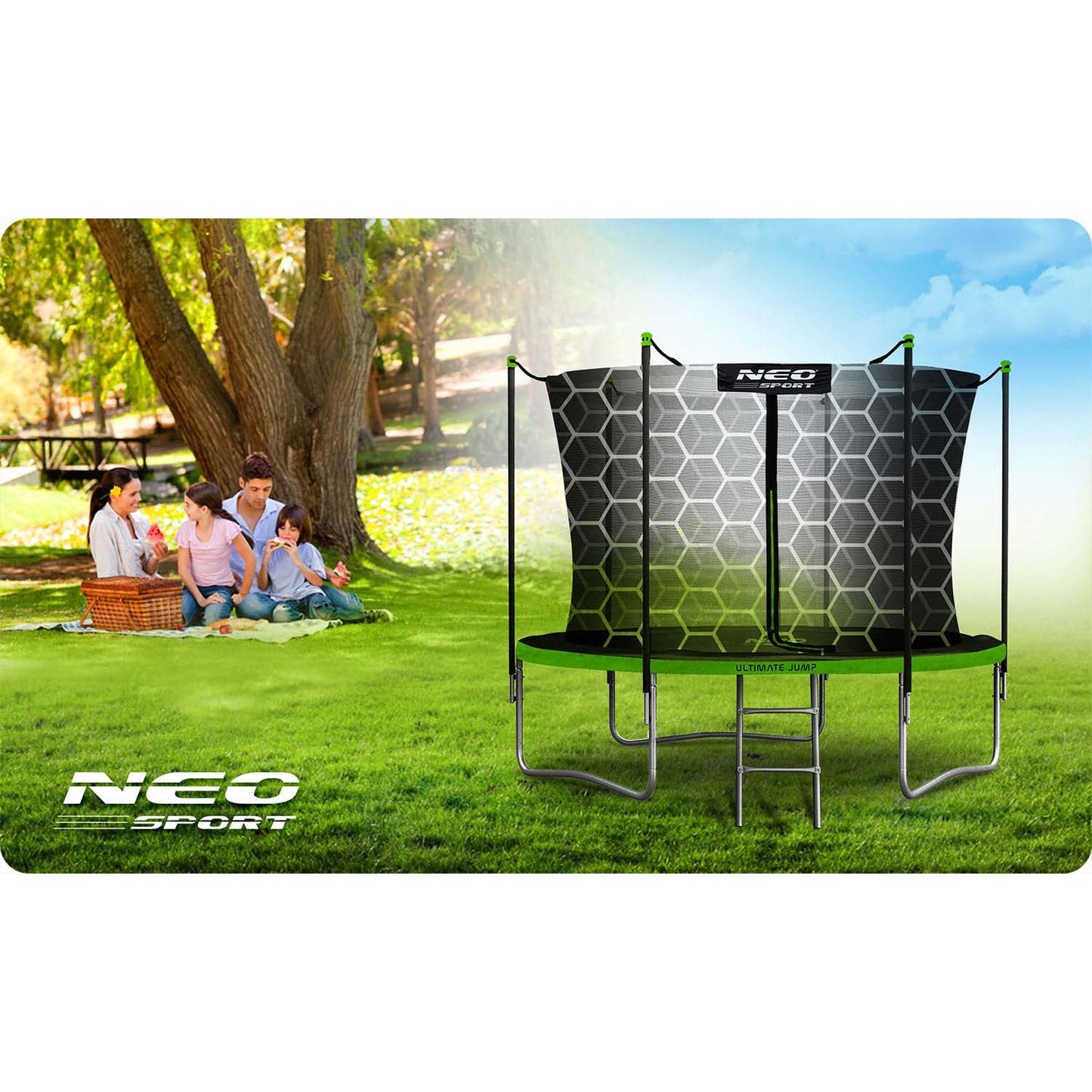 6ft/183cm Garden Trampoline with Inner Net and Ladder Neo-Sport
