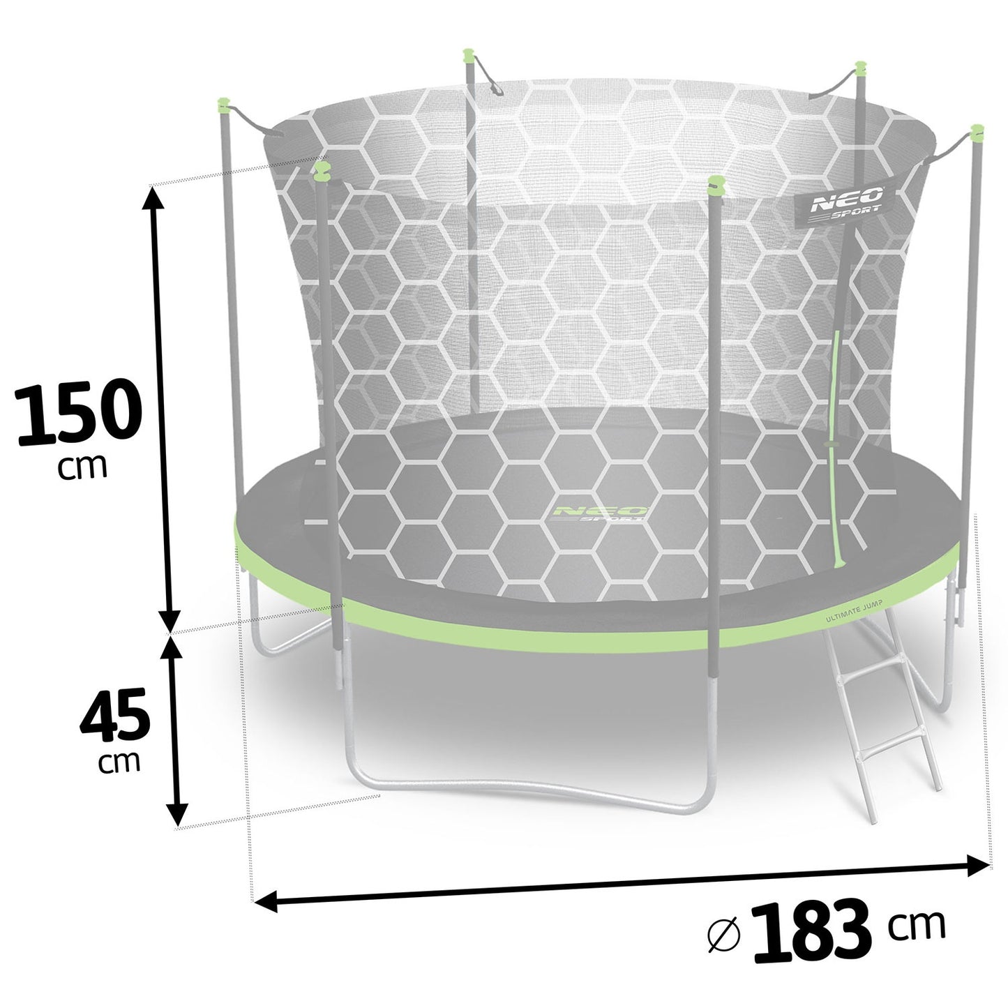 6ft/183cm Garden Trampoline with Inner Net and Ladder Neo-Sport