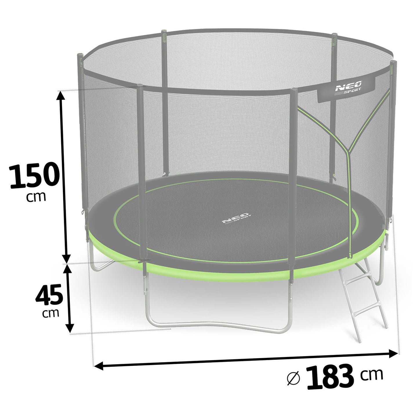 6ft/183cm Garden Trampoline with Outdoor Net and Ladder Neo-Sport