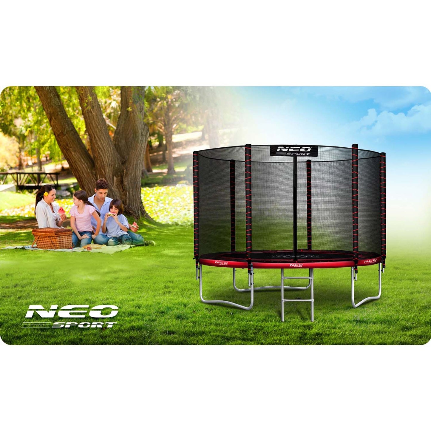 6ft/183cm Garden Trampoline with Outdoor Net and Ladder Neo-Sport