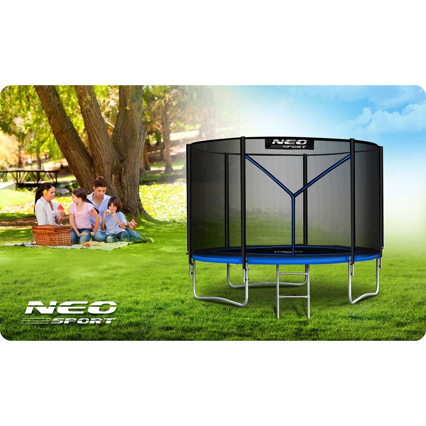 6ft/183cm Garden Trampoline with Outdoor Net and Ladder Neo-Sport