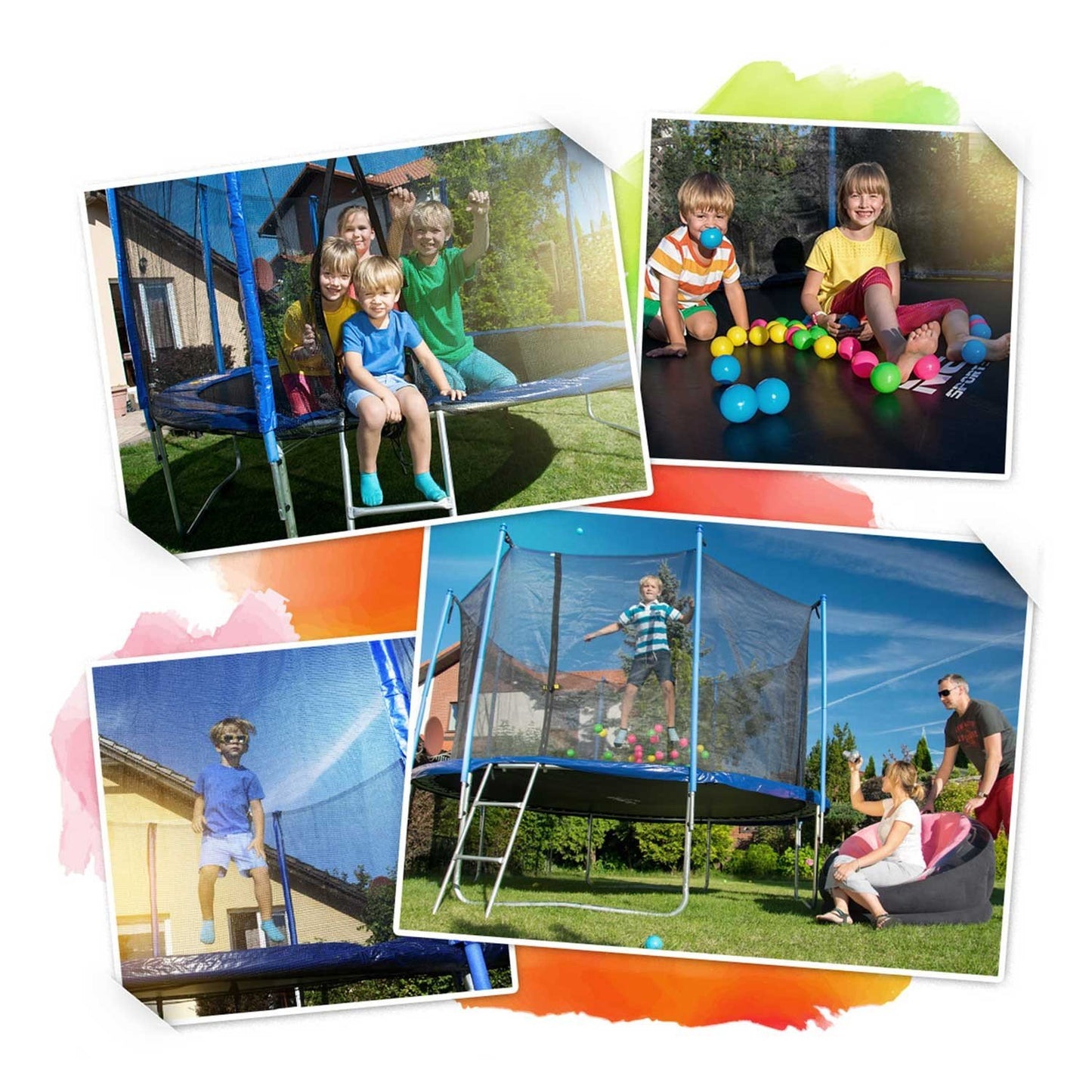 6ft/183cm garden trampoline with inner net and Neo-Sport ladder