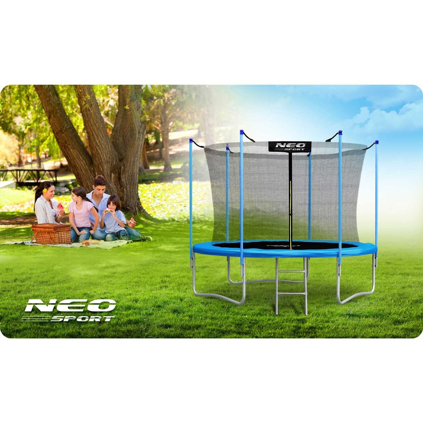 6ft/183cm garden trampoline with inner net and Neo-Sport ladder