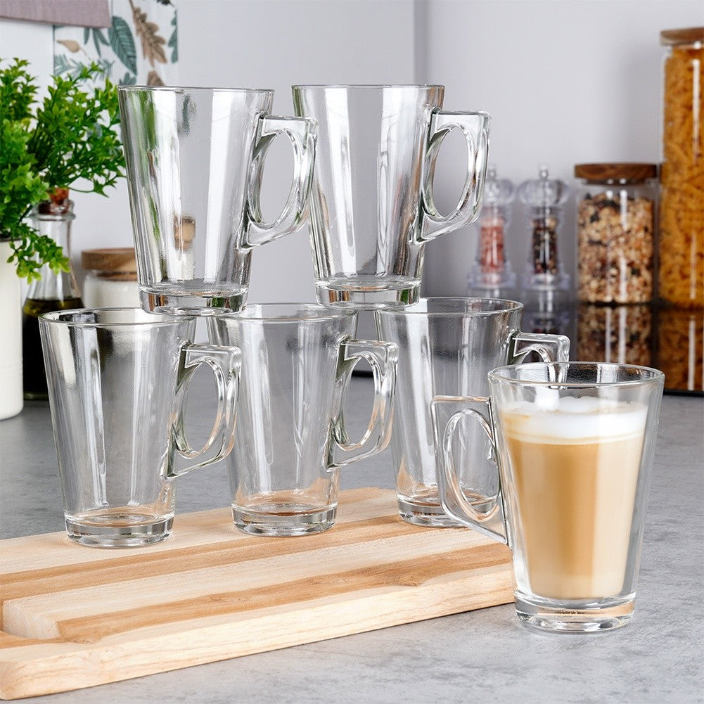 6 glasses with handles: Perfect for coffee, tea and dishwasher safe