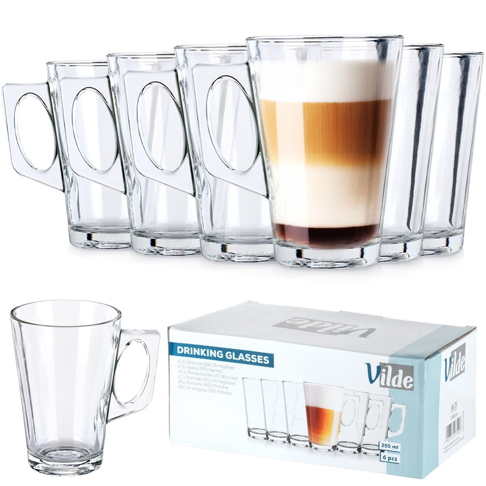 6 glasses with handles: Perfect for coffee, tea and dishwasher safe