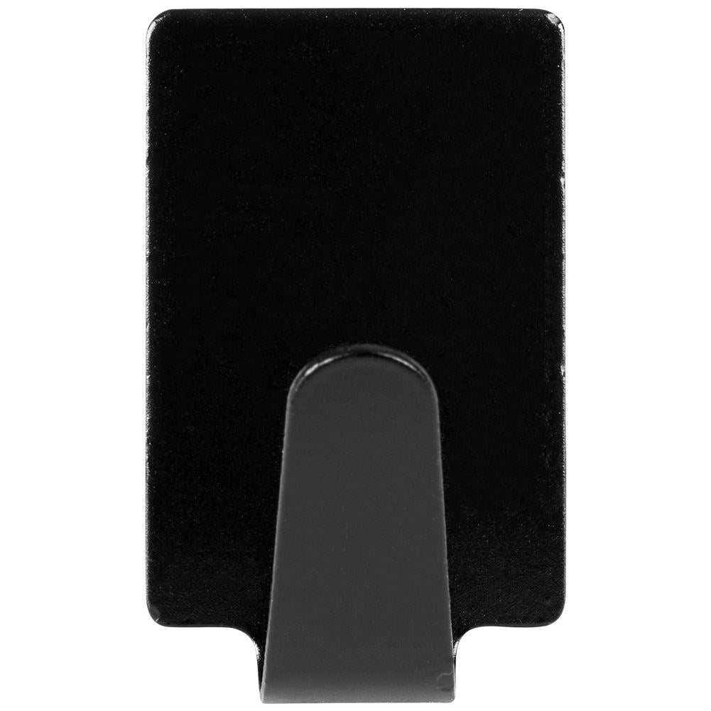 6 self-adhesive rectangular hooks in black stainless steel