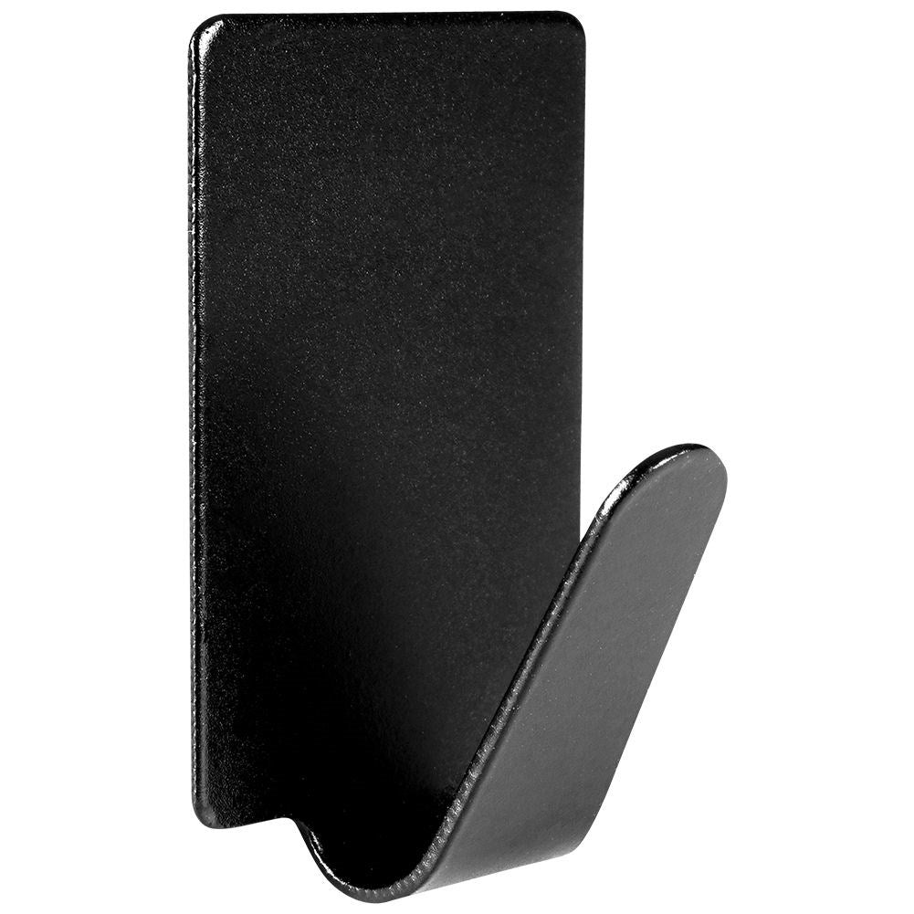 6 self-adhesive rectangular hooks in black stainless steel