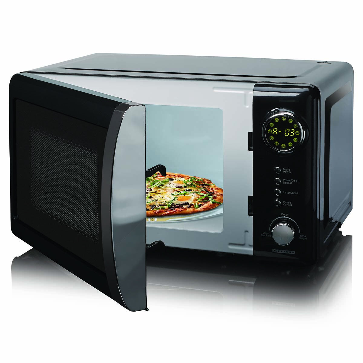 700W Black Microwave Oven, 20L Capacity, LED Display