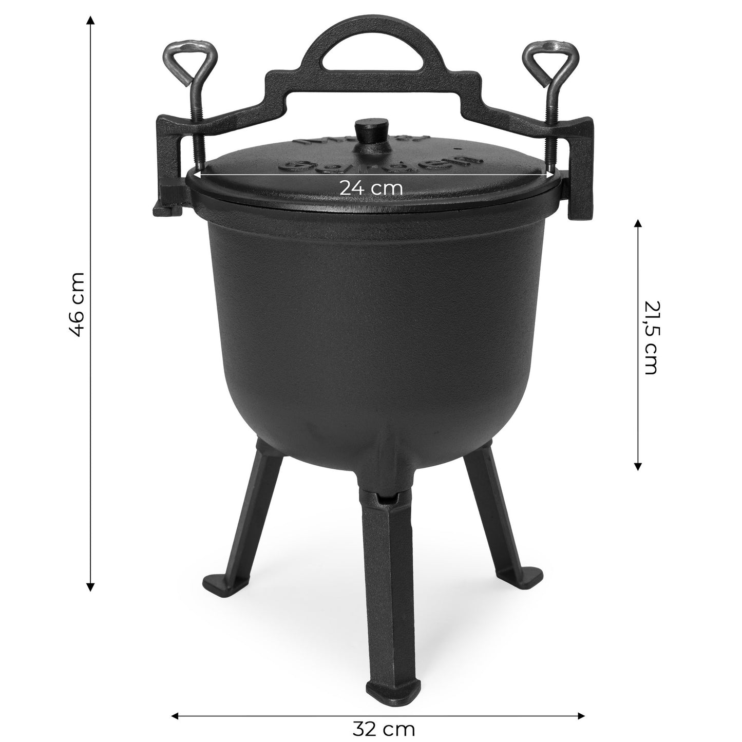 8L Enameled Cast Iron Cauldron with Stand for Campfire