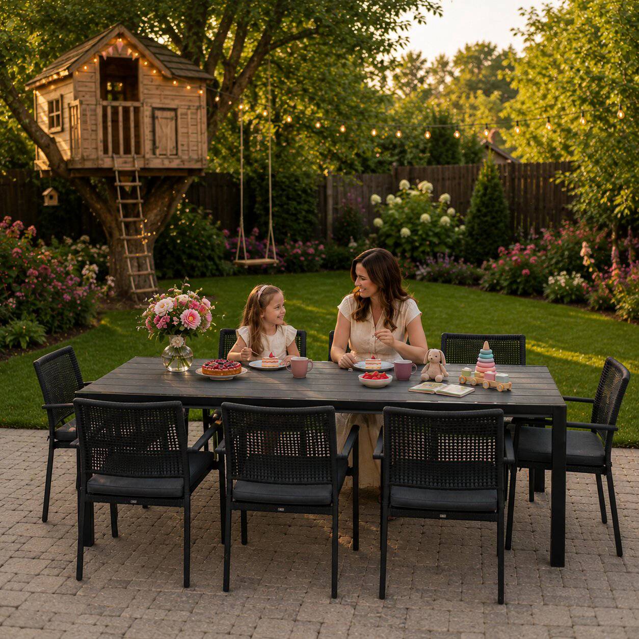 8-Seater Polywood Garden Table, 180×90 cm, Gray