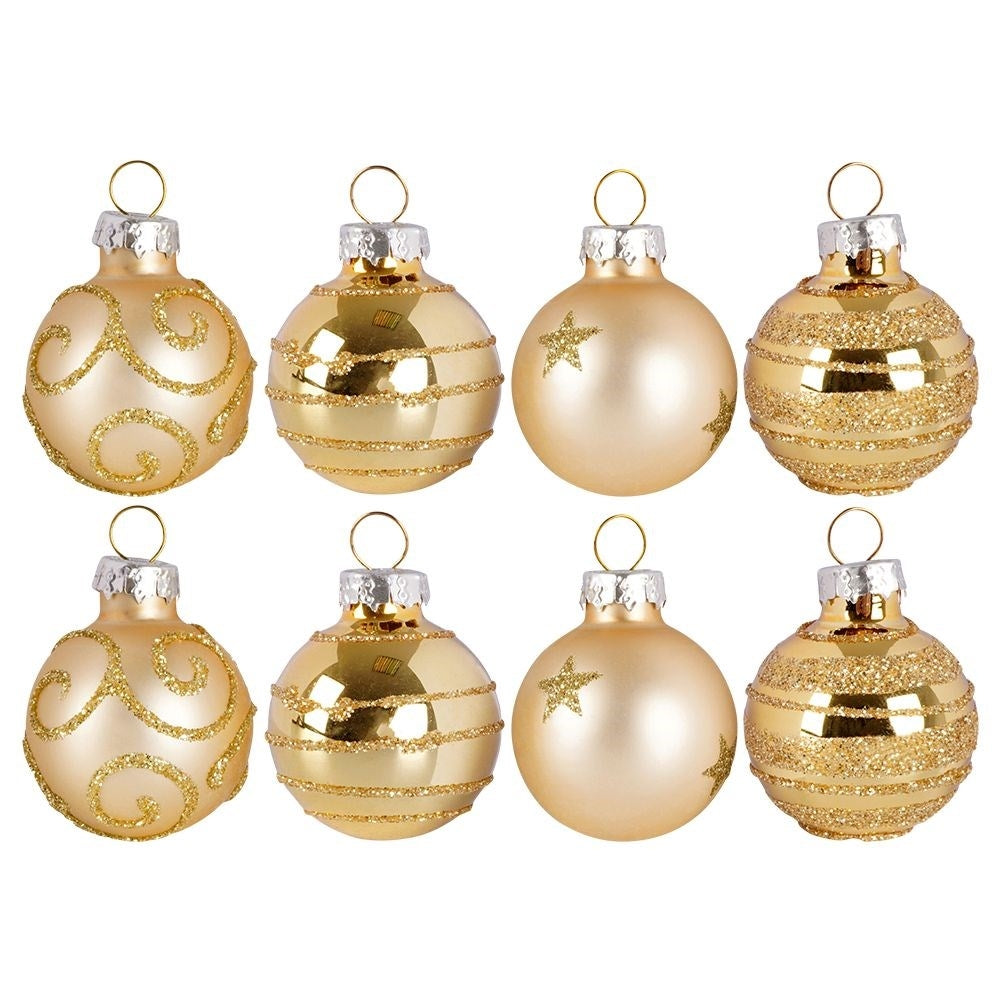 8 decorative Christmas tree balls in gold glass - matt and shiny