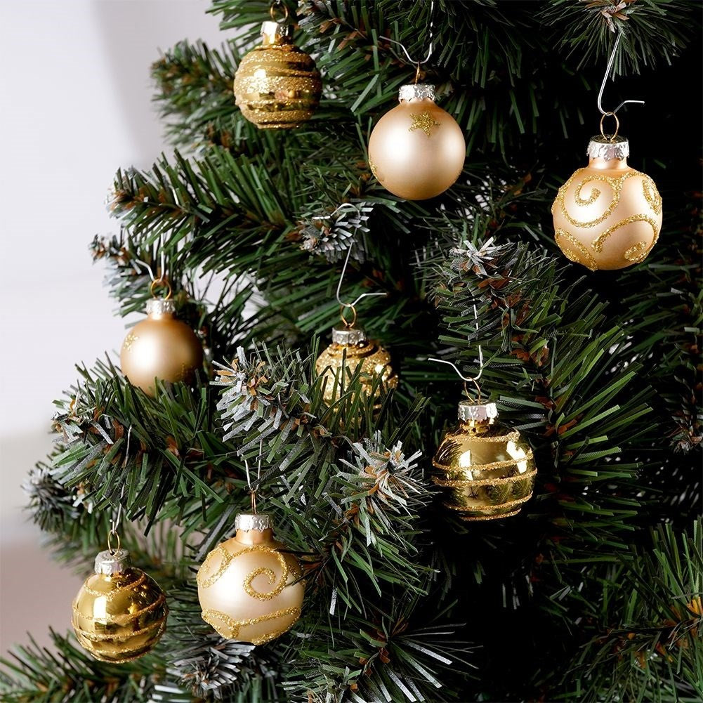 8 decorative Christmas tree balls in gold glass - matt and shiny