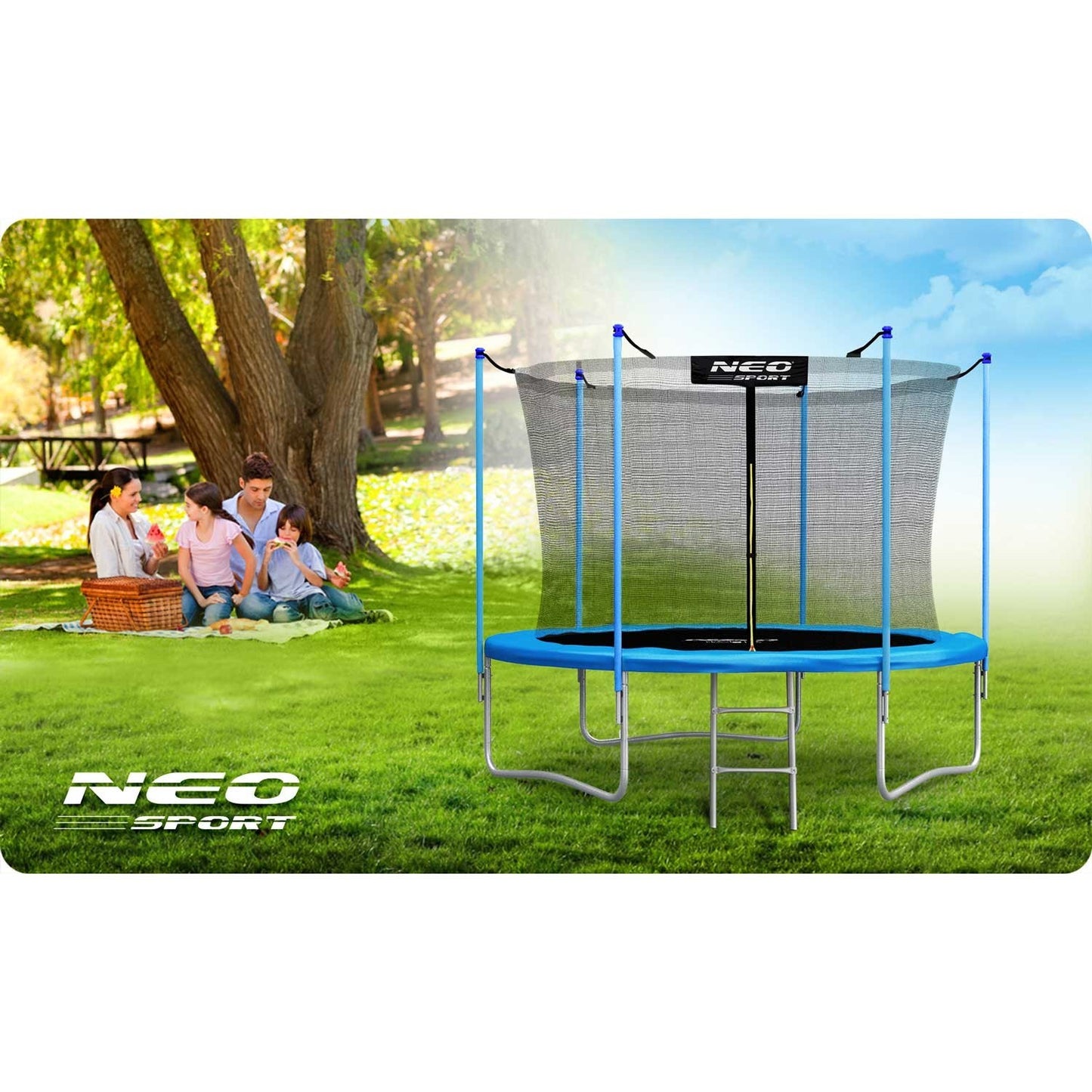 8ft/252cm garden trampoline with inner net and Neo-Sport ladder