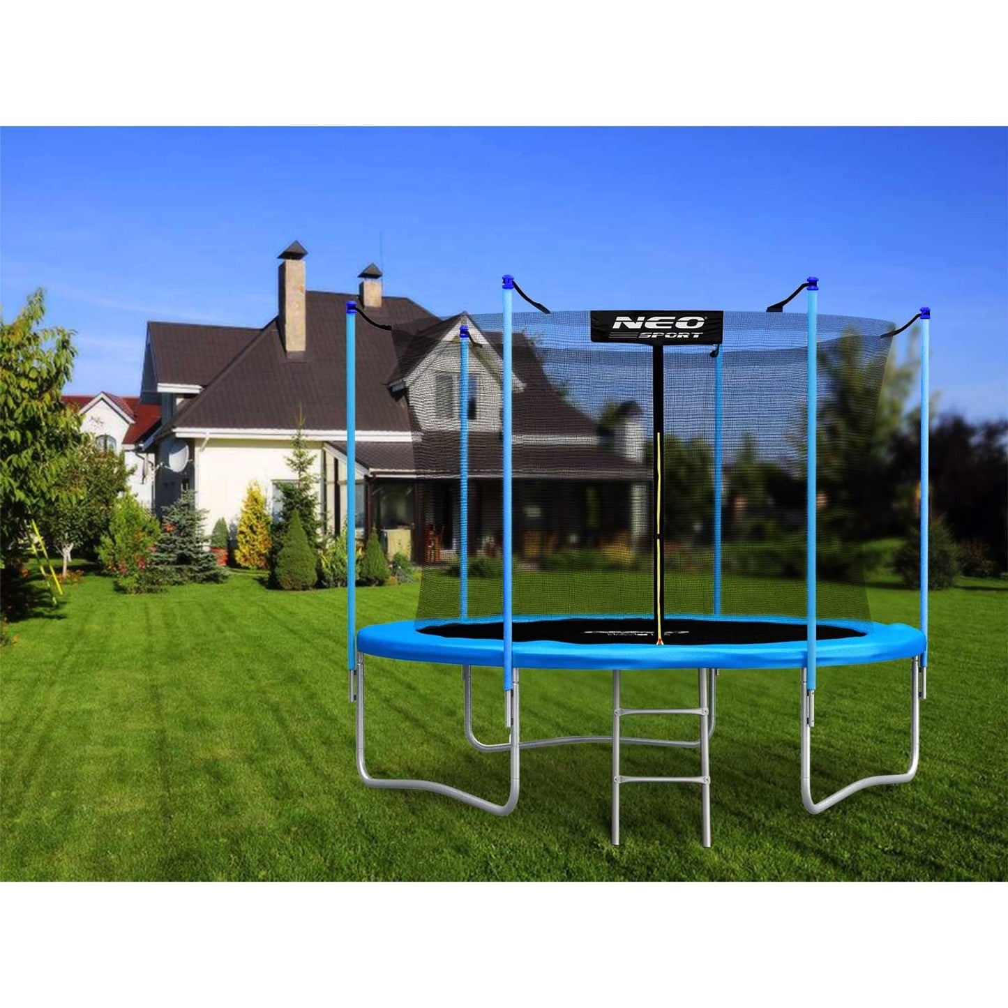 8ft/252cm garden trampoline with inner net and Neo-Sport ladder