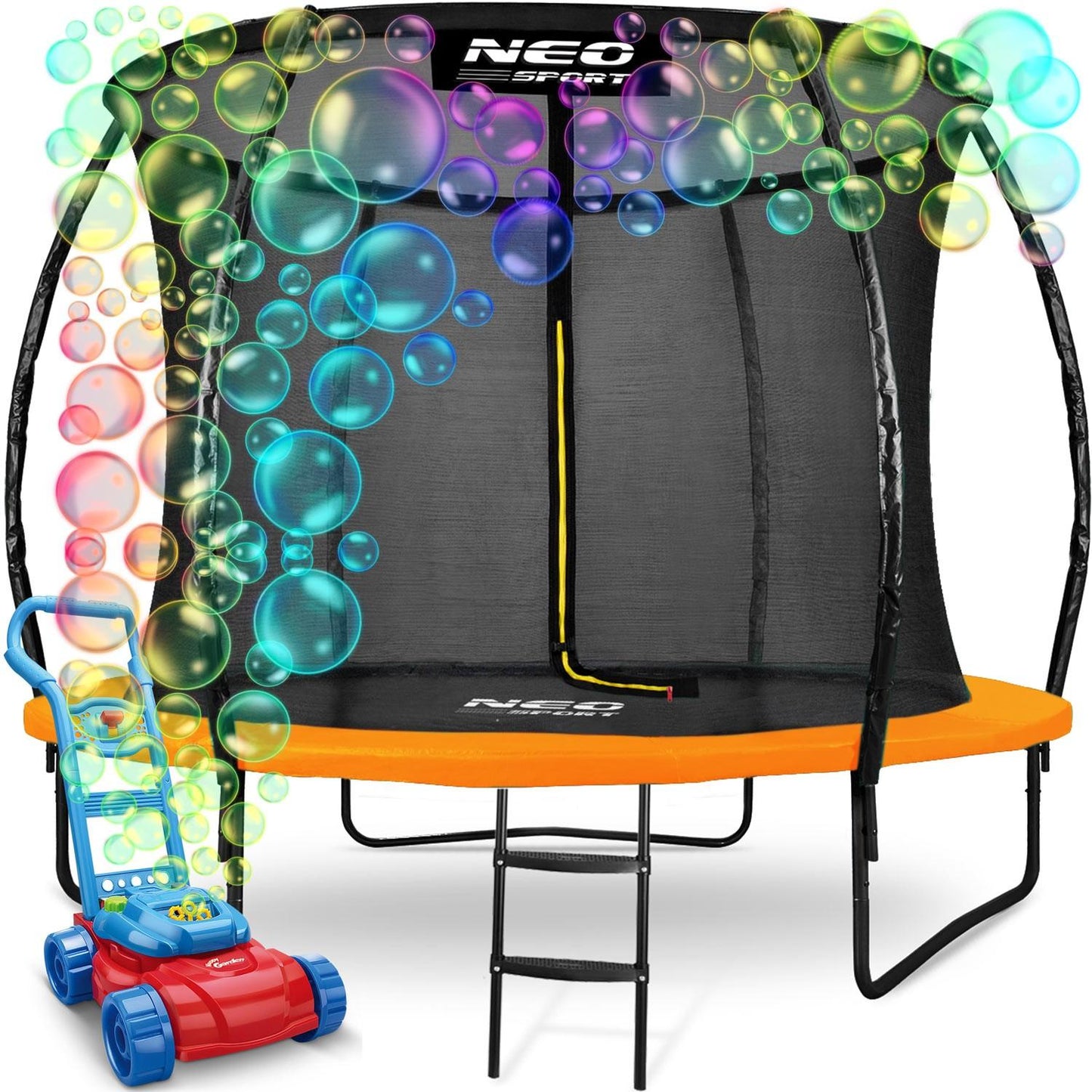 8ft/252cm profiled garden trampoline with internal net Neo-Sport + bubble machine for FREE