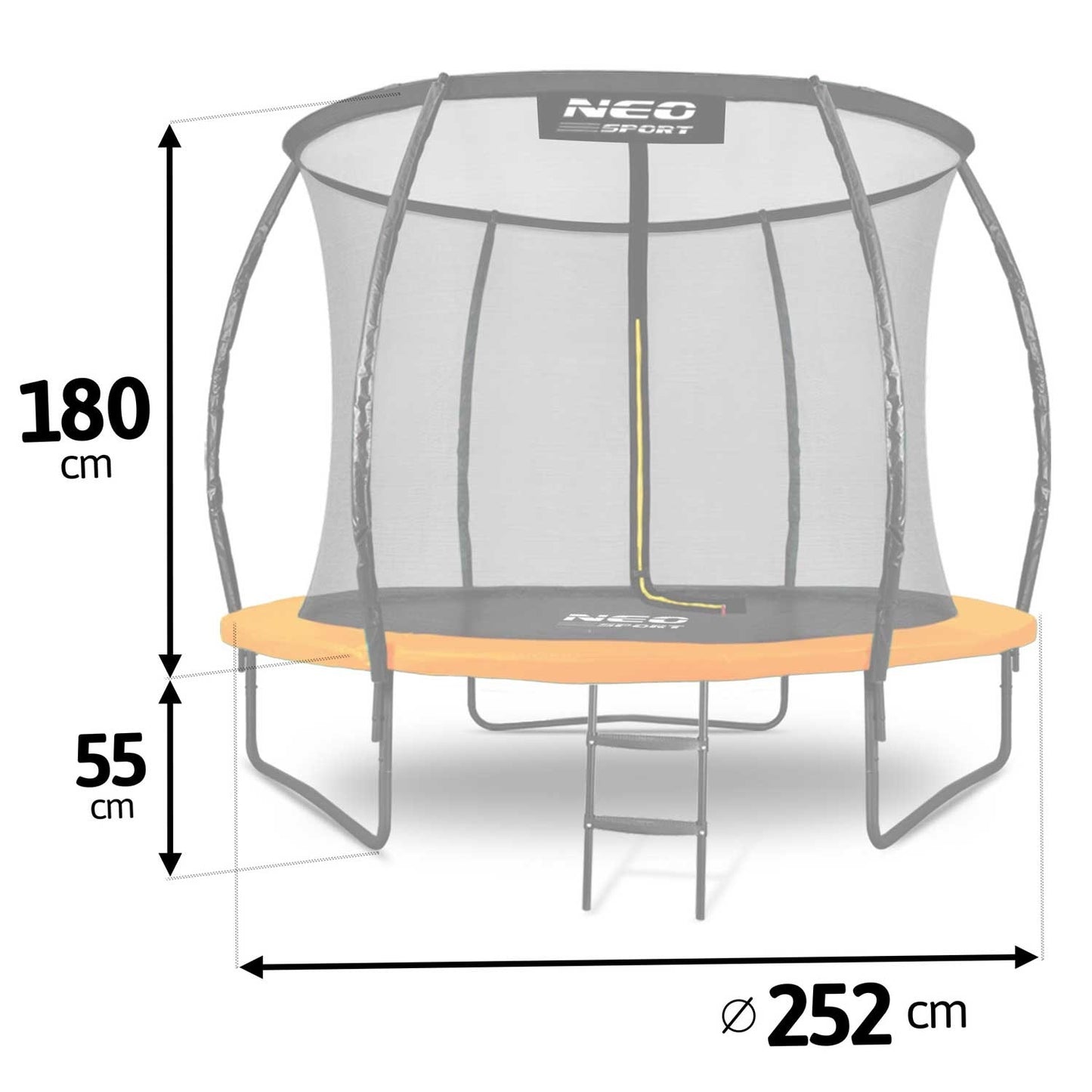 8ft/252cm profiled garden trampoline with internal net Neo-Sport + bubble machine for FREE
