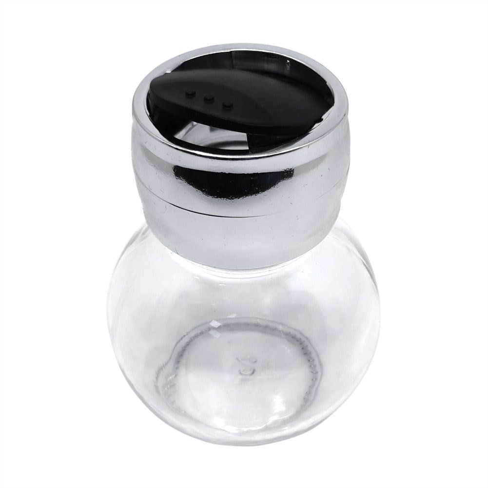 8-piece spice set with rotating rack and chrome lids
