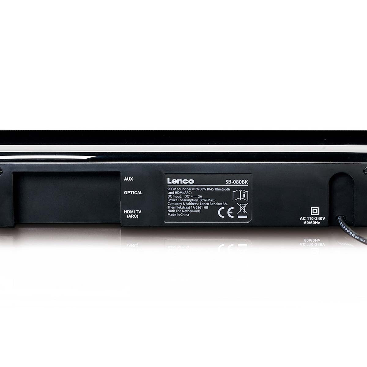 90cm Soundbar with 80W RMS Bluetooth® USB Build-in subwoofer and HDMI (ARC)