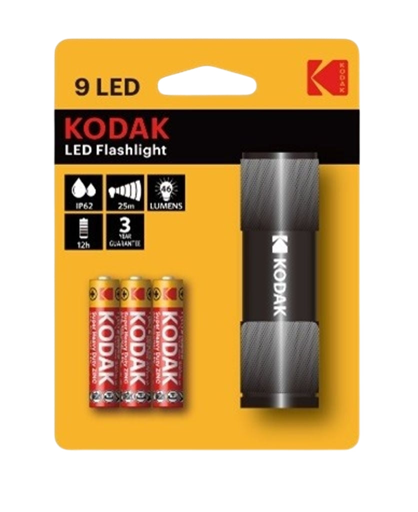 9-LED Flashlight in black metal housing