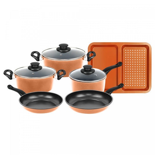 9-Piece Non-Stick Copper Cookware Set, Induction Safe
