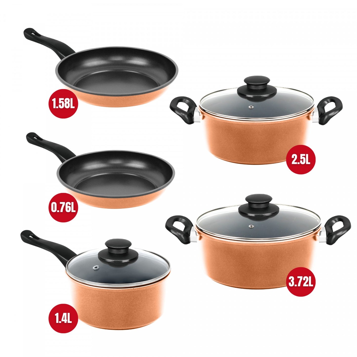 9-Piece Non-Stick Copper Cookware Set, Induction Safe