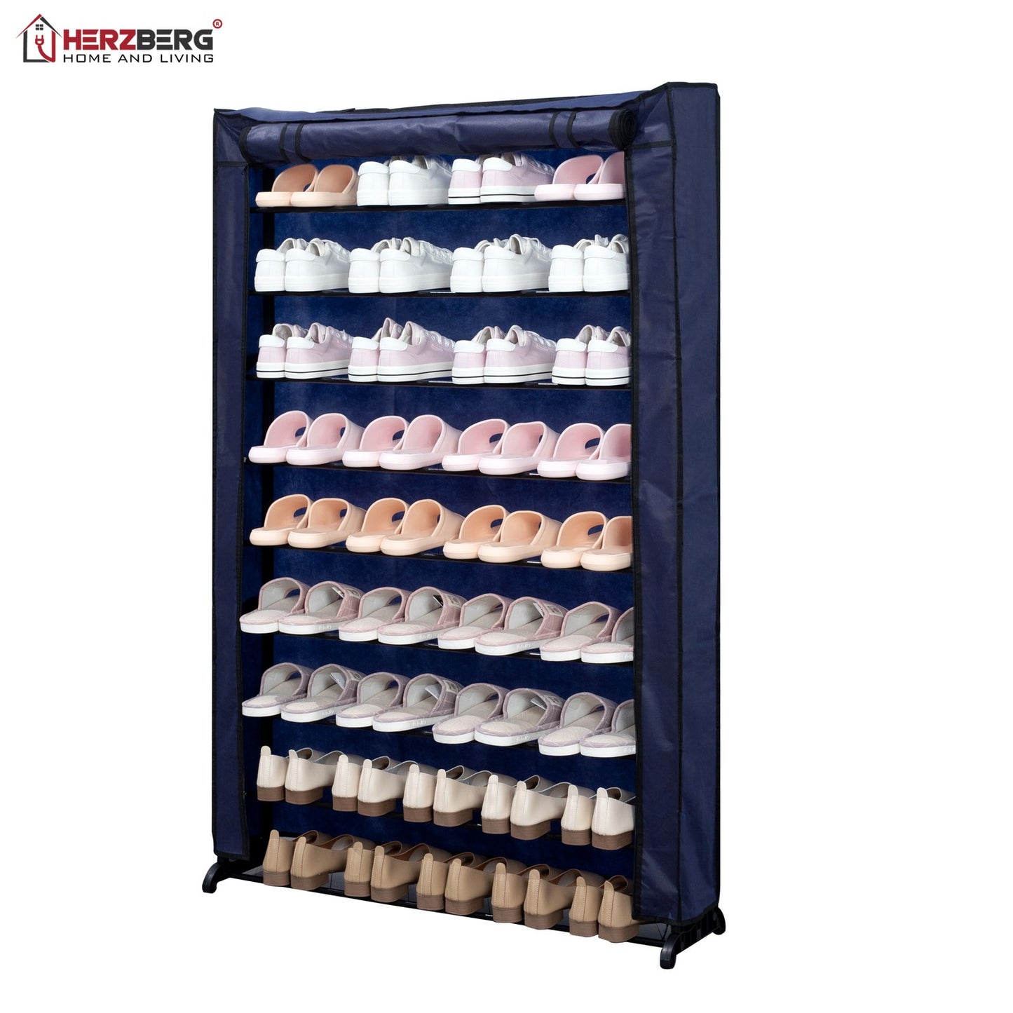 9-Tier Shoe Rack Organizer, Blue, 45-Pair Capacity