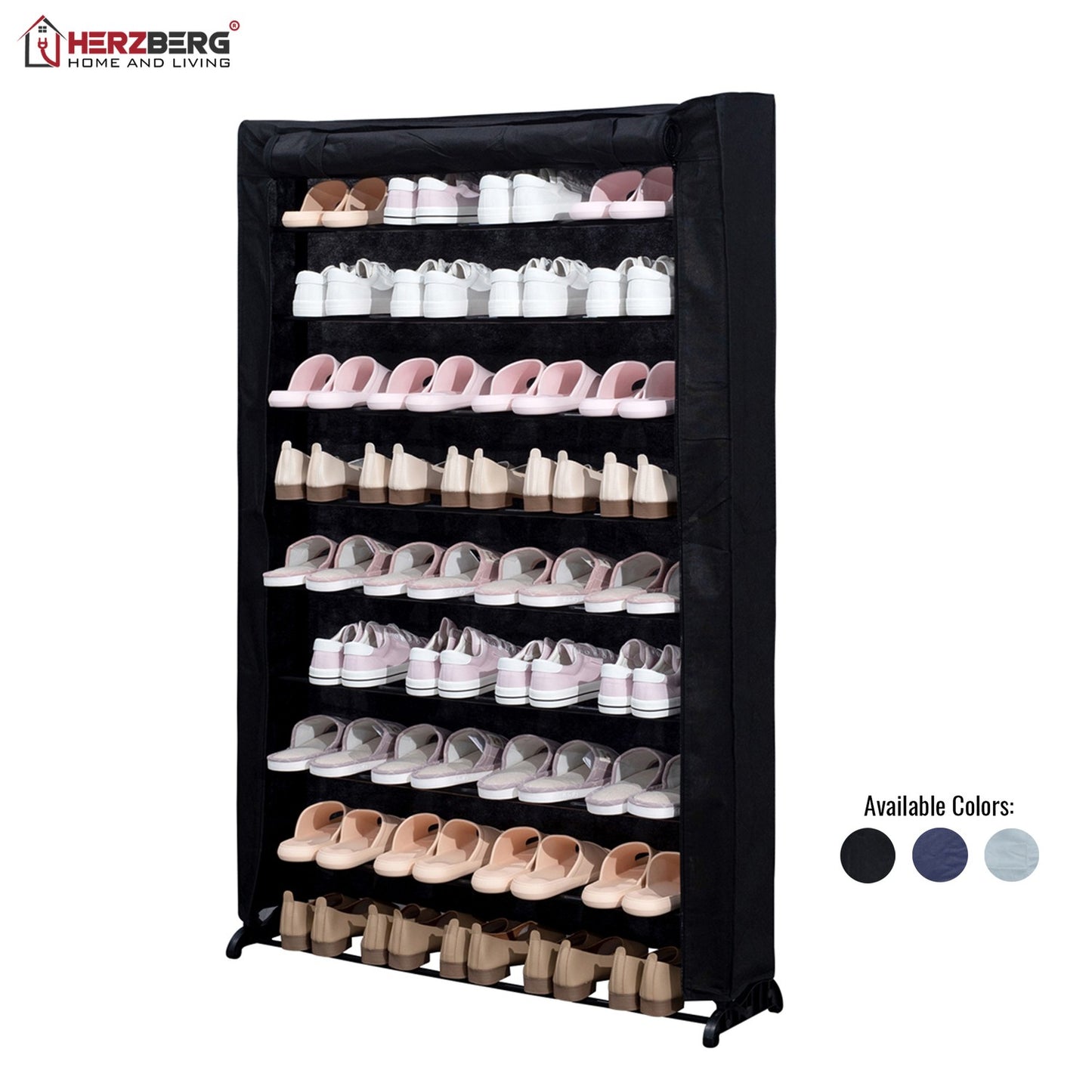 9-Tier Shoe Rack Organizer, Blue, 45-Pair Capacity