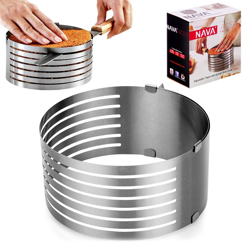 ACER 7-layer steel adjustable sponge cake cutting hoop 16-20 cm