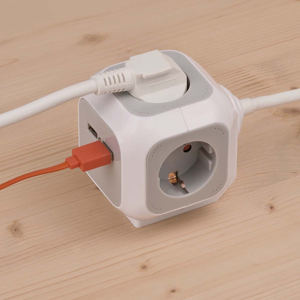 ALEA-Power Electric box with USB/connector block (4-way plug-in socket, 2x USB charger and 1.40 m cable) TYPE F
