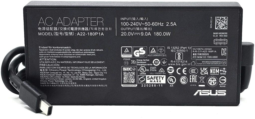 ASUS AC Adapter 180W / 20V / 9A / Compact Plug / 3Pin