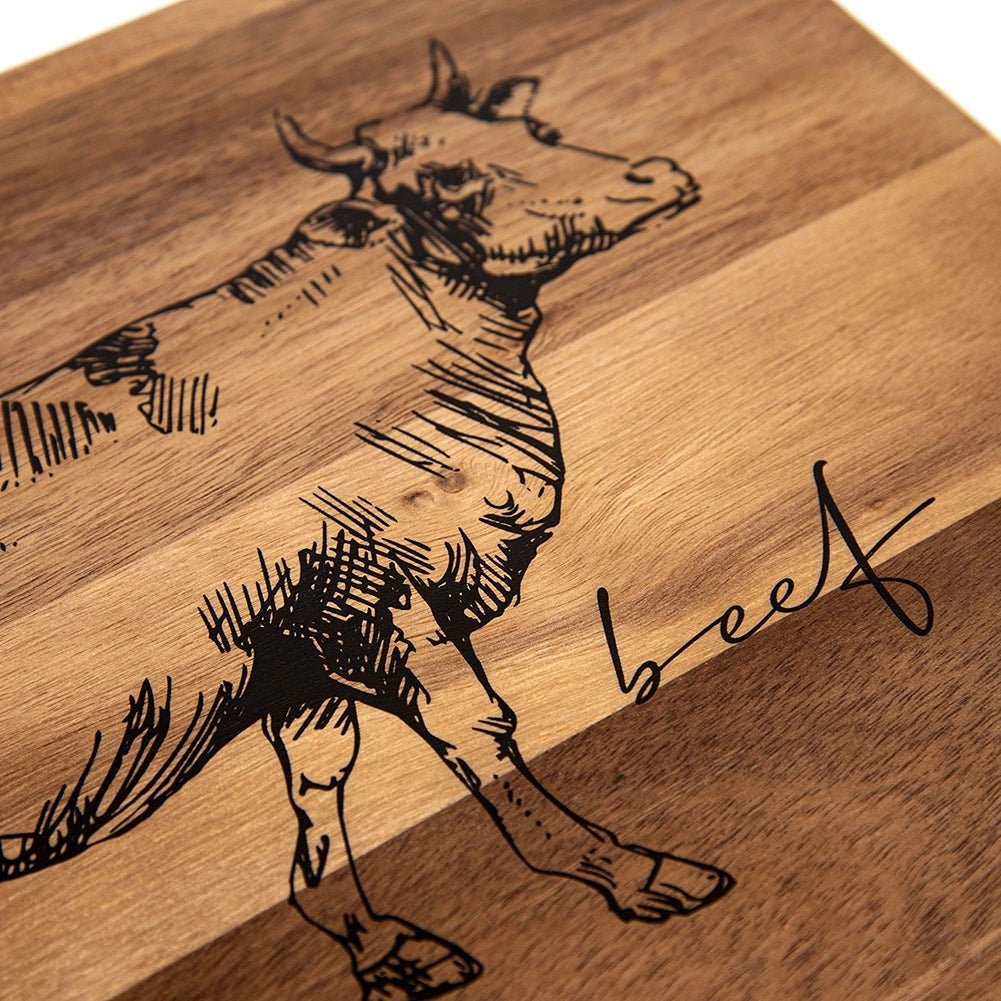 Acacia Wood Cutting Board with Handle, 36x24 cm