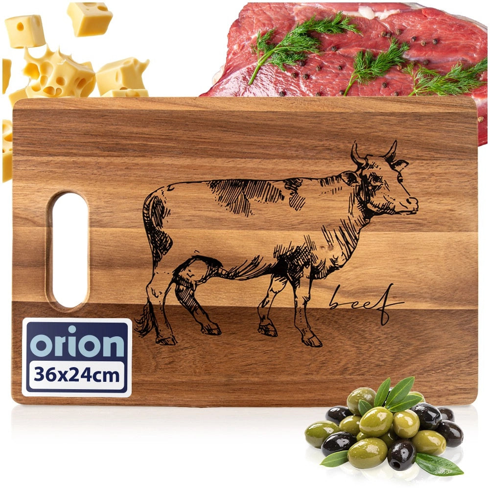 Acacia Wood Cutting Board with Handle, 36x24 cm