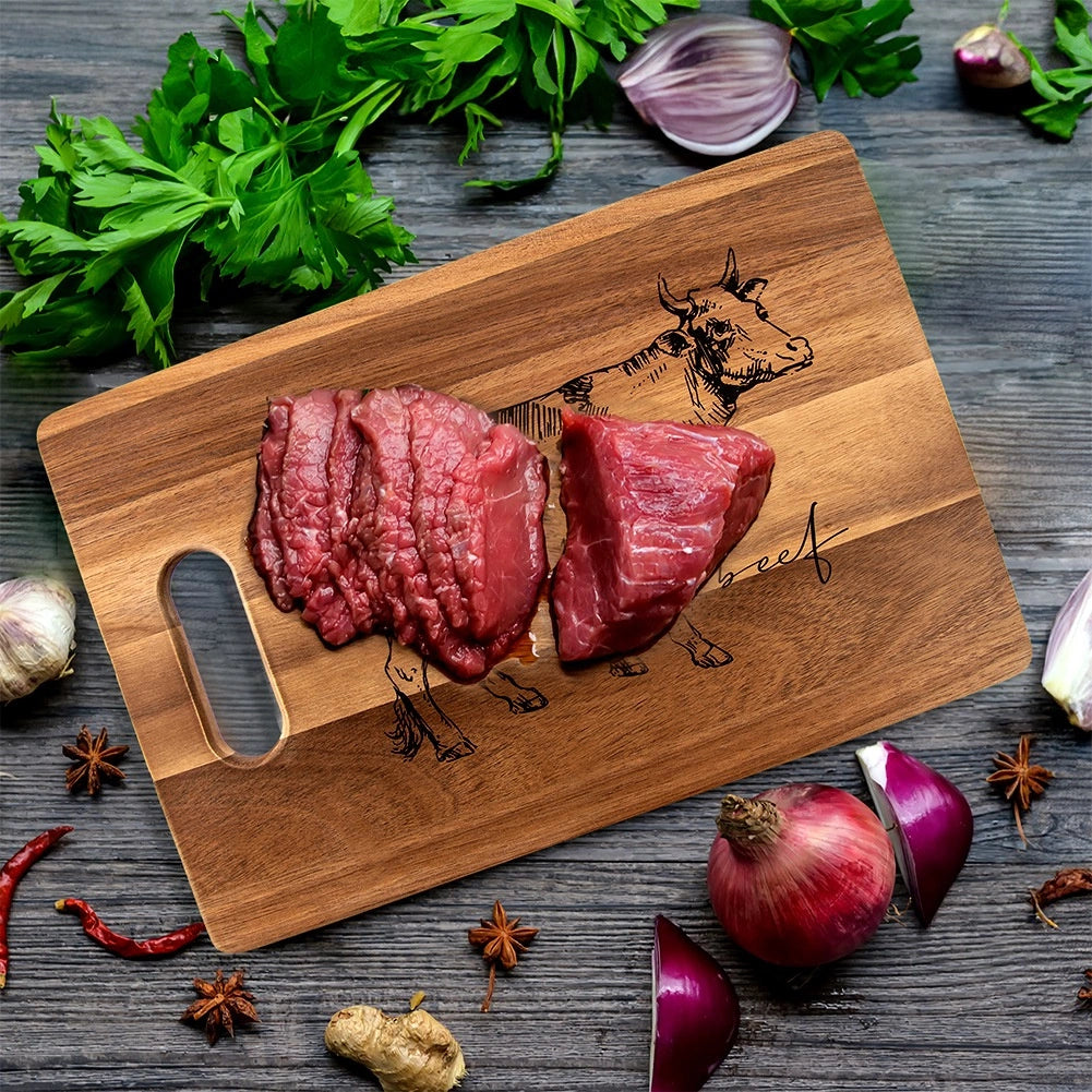 Acacia Wood Cutting Board with Handle, 36x24 cm