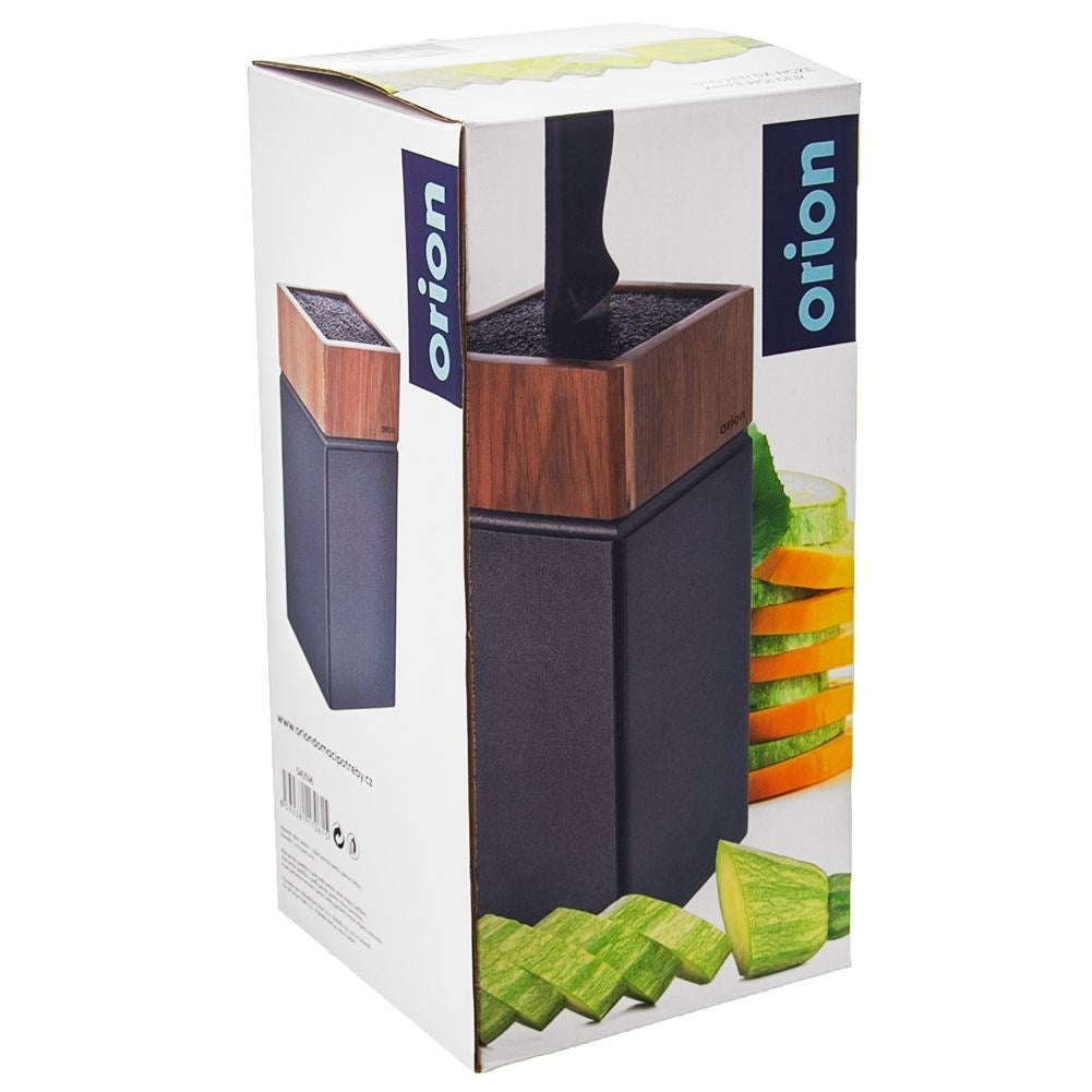 Acacia wood knife rack with plastic brush cover