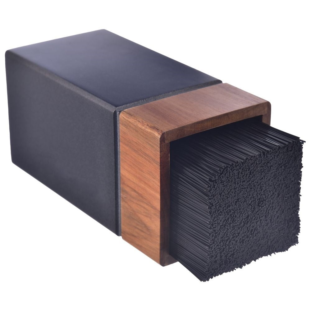 Acacia wood knife rack with plastic brush cover