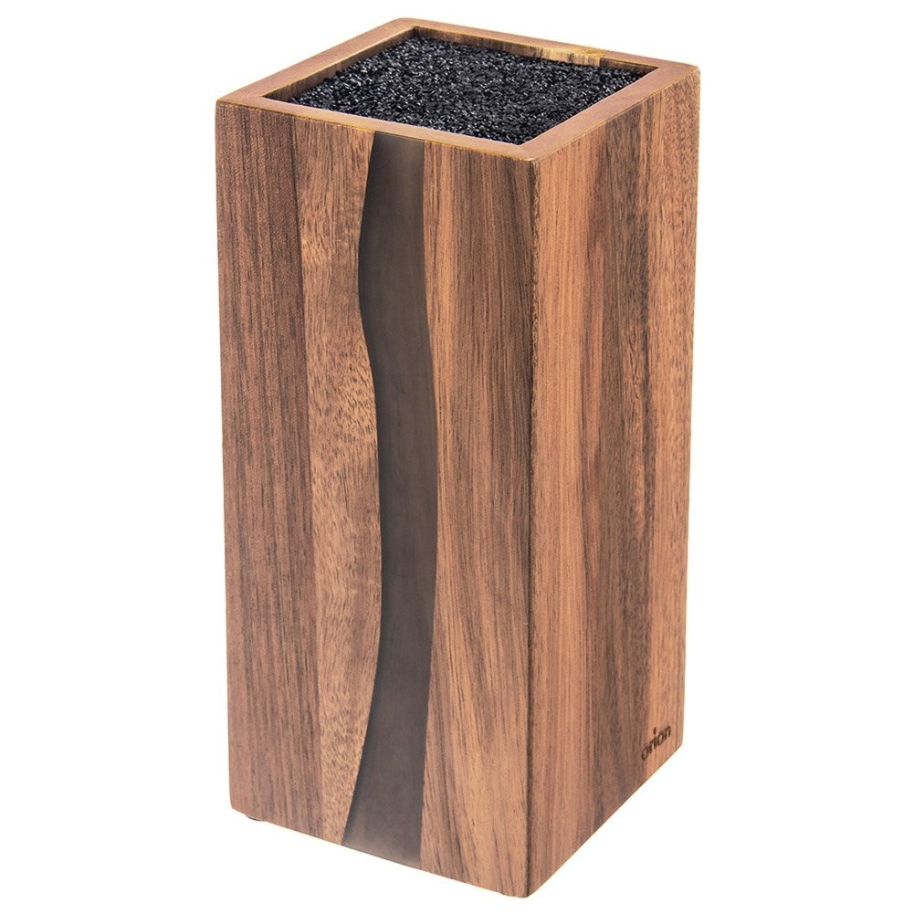 Acacia wood knife rack with plastic brush for safe knife protection