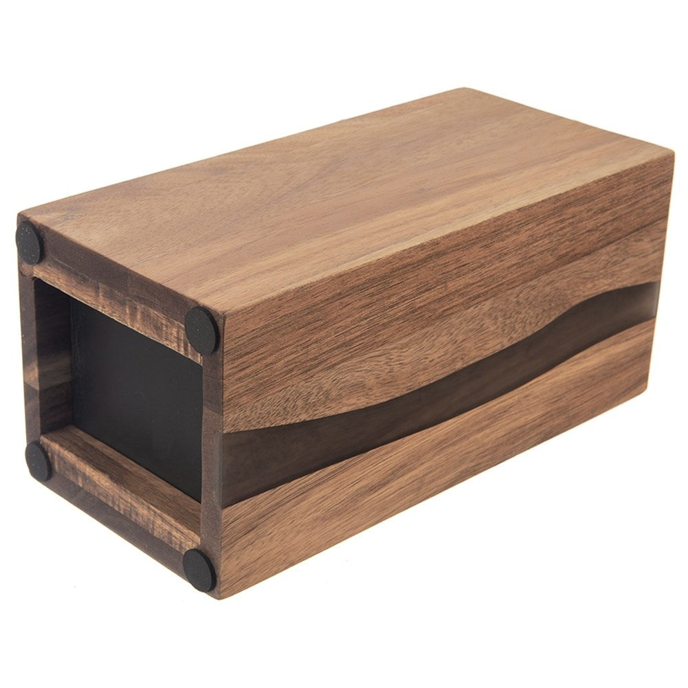 Acacia wood knife rack with plastic brush for safe knife protection