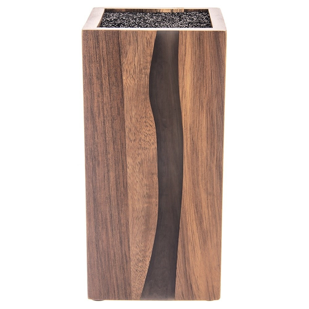 Acacia wood knife rack with plastic brush for safe knife protection