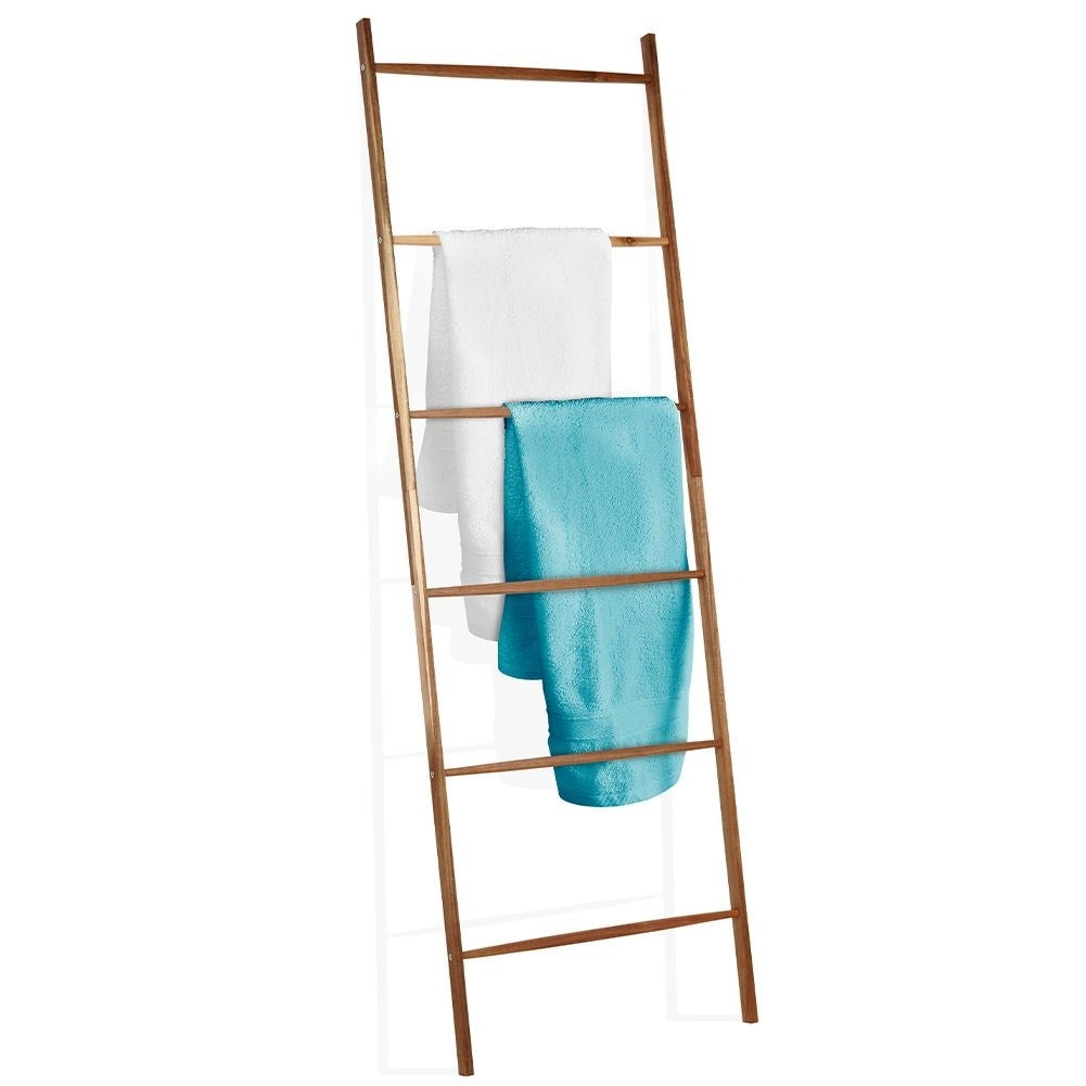 Acacia wood ladder with 6 steps for towels and decoration