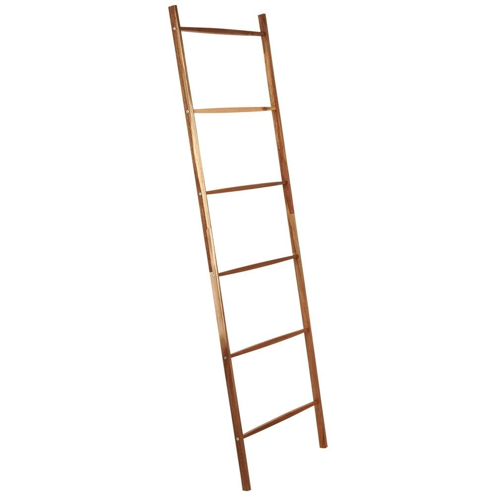 Acacia wood ladder with 6 steps for towels and decoration
