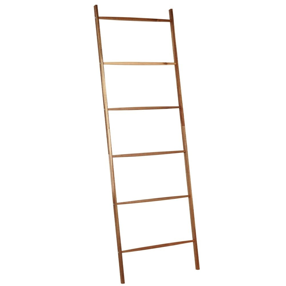 Acacia wood ladder with 6 steps for towels and decoration